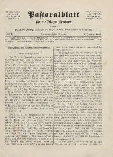 Pastoralblatt für die Diözese Ermland, 43.Jahrgang, 1. Januar 1911. Nr 1