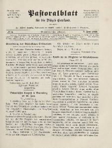 Pastoralblatt für die Diözese Ermland, 44.Jahrgang, 1. Juni 1912. Nr 6