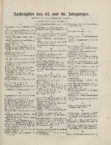 Pastoralblatt für die Diözese Ermland (Sachregister des 45 und 46 Jahrganges)