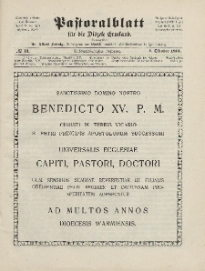 Pastoralblatt für die Diözese Ermland, 46.Jahrgang, 1. Oktober 1914. Nr 10