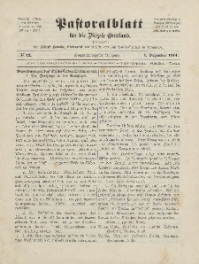 Pastoralblatt für die Diözese Ermland, 46.Jahrgang, 1. Dezember 1914. Nr 12