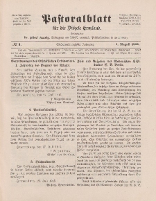 Pastoralblatt für die Diözese Ermland, 47.Jahrgang, 1. August 1915. Nr 8