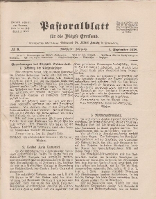 Pastoralblatt für die Diözese Ermland, 50.Jahrgang, 1. September 1918. Nr 9