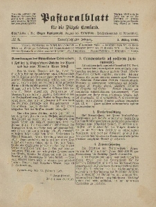 Pastoralblatt für die Diözese Ermland, 53.Jahrgang, 1. März 1921, Nr 3.