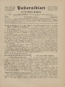 Pastoralblatt für die Diözese Ermland, 53.Jahrgang, 1. Juli 1921, Nr 7.