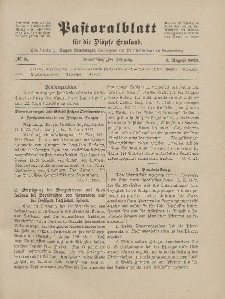 Pastoralblatt für die Diözese Ermland, 53.Jahrgang, 1. August 1921, Nr 8.