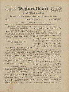 Pastoralblatt für die Diözese Ermland, 53.Jahrgang, 1. November 1921, Nr 11.