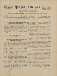 Pastoralblatt für die Diözese Ermland, 53.Jahrgang, 1. November 1921, Nr 11.