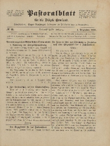 Pastoralblatt für die Diözese Ermland, 53.Jahrgang, 1. Dezember 1921, Nr 12.