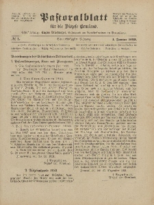 Pastoralblatt für die Diözese Ermland, 54.Jahrgang, 1. Januar 1922, Nr 1.