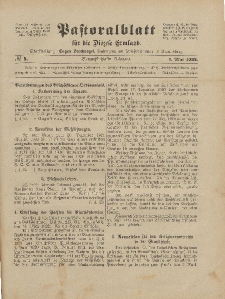 Pastoralblatt für die Diözese Ermland, 54.Jahrgang, 1. Mai 1922, Nr 5.