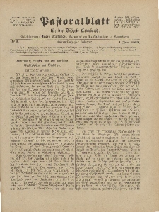Pastoralblatt für die Diözese Ermland, 54.Jahrgang, 1. Juni 1922, Nr 6.