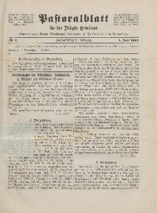 Pastoralblatt für die Diözese Ermland, 55.Jahrgang, 1. Juli 1923, Nr 7.