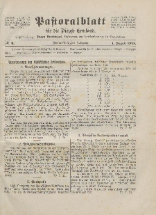 Pastoralblatt für die Diözese Ermland, 55.Jahrgang, 1. August 1923, Nr 8.