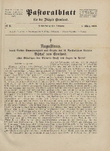 Pastoralblatt für die Diözese Ermland, 56.Jahrgang, 1. März 1924, Nr 3.