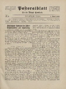 Pastoralblatt für die Diözese Ermland, 56.Jahrgang, 1. April 1924, Nr 4.