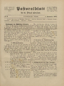 Pastoralblatt f&uuml;r die Di&ouml;zese Ermland, 56.Jahrgang, 1. September 1924, Nr 9.