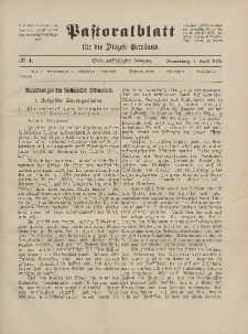 Pastoralblatt für die Diözese Ermland, 57.Jahrgang, 1. April 1925, Nr 4.