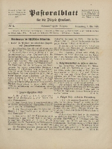 Pastoralblatt für die Diözese Ermland, 57.Jahrgang, 1. Mai 1925, Nr 5.