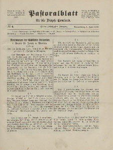 Pastoralblatt für die Diözese Ermland, 57.Jahrgang, 1. Juni 1925, Nr 6.