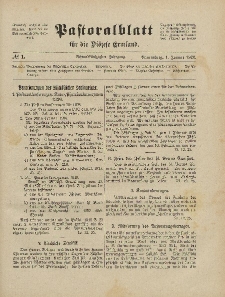 Pastoralblatt für die Diözese Ermland, 58.Jahrgang, 1. Januar 1926, Nr 1.