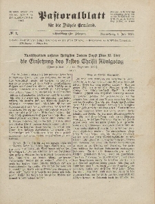 Pastoralblatt für die Diözese Ermland, 58.Jahrgang, 1. Juli 1926, Nr 7.