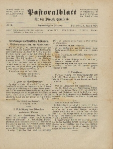 Pastoralblatt für die Diözese Ermland, 58.Jahrgang, 1. August 1926, Nr 8.