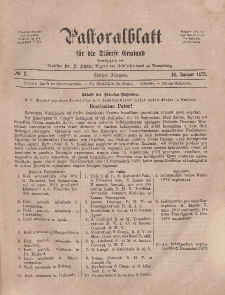 Pastoralblatt für die Diözese Ermland, 5.Jahrgang, 16. Januar 1873, Nr 2.