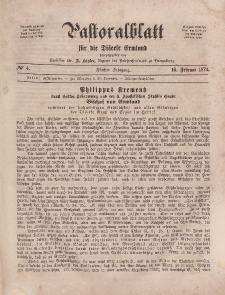 Pastoralblatt für die Diözese Ermland, 5.Jahrgang, 16. Februar 1873, Nr 4.