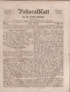 Pastoralblatt für die Diözese Ermland, 5.Jahrgang, 1. Mai 1873, Nr 9.