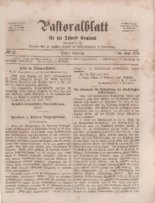Pastoralblatt für die Diözese Ermland, 5.Jahrgang, 16. Juni 1873, Nr 12.
