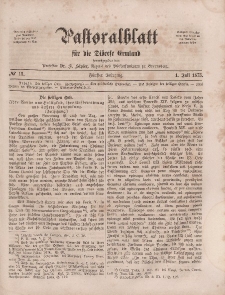 Pastoralblatt für die Diözese Ermland, 5.Jahrgang, 1. Juli 1873, Nr 13.