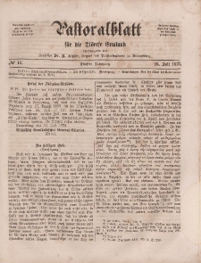 Pastoralblatt für die Diözese Ermland, 5.Jahrgang, 16. Juli 1873, Nr 14.