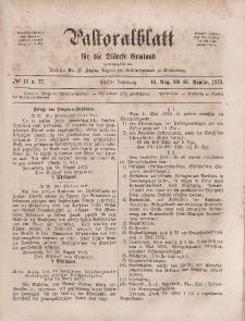 Pastoralblatt für die Diözese Ermland, 5.Jahrgang, 16. August 1873, Nr 16./16. September 1873. Nr 17