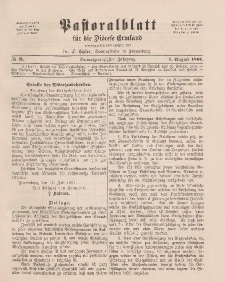 Pastoralblatt für die Diözese Ermland, 23.Jahrgang, 1. August 1891. Nr 8