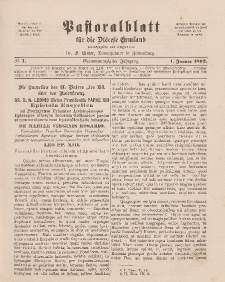 Pastoralblatt für die Diözese Ermland, 24.Jahrgang, 1. Januar 1892. Nr 1