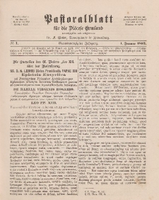 Pastoralblatt für die Diözese Ermland, 24.Jahrgang, 1. Januar 1892. Nr 1