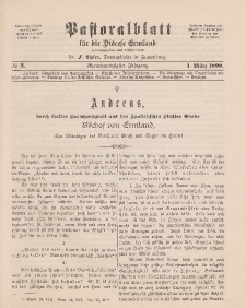 Pastoralblatt für die Diözese Ermland, 24.Jahrgang, 1. März 1892. Nr 3