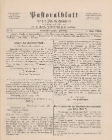 Pastoralblatt für die Diözese Ermland, 24.Jahrgang, 1. Mai 1892. Nr 5