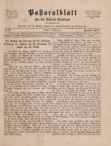 Pastoralblatt für die Diözese Ermland, 9.Jahrgang, 1. Januar 1877, Nr 1.