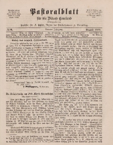 Pastoralblatt für die Diözese Ermland, 9.Jahrgang, 1. August 1877, Nr 8.