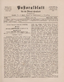 Pastoralblatt für die Diözese Ermland, 9.Jahrgang, 1. September 1877, Nr 9.