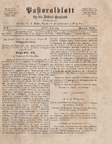 Pastoralblatt für die Diözese Ermland, 10.Jahrgang, 1. Januar 1878, Nr 1.