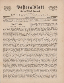 Pastoralblatt für die Diözese Ermland, 10.Jahrgang, 1. Februar 1878, Nr 2.