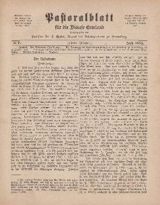 Pastoralblatt für die Diözese Ermland, 10.Jahrgang, 1. Juli 1878, Nr 7.