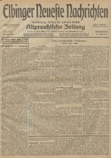 Elbinger Neueste Nachrichten, Nr. 112 Sonnabend 25 April 1914 66. Jahrgang