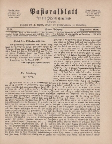 Pastoralblatt für die Diözese Ermland, 10.Jahrgang, 1. September 1878, Nr 9.