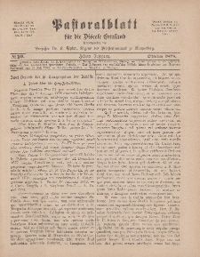 Pastoralblatt für die Diözese Ermland, 10.Jahrgang, 1. Oktober 1878, Nr 10.