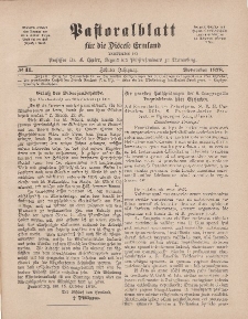 Pastoralblatt für die Diözese Ermland, 10.Jahrgang, 1. November 1878, Nr 11.