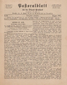 Pastoralblatt für die Diözese Ermland, 13.Jahrgang, August 1881, Nr 8.